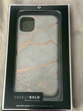 Casely Bold Gray Marble iPhone Case with Rose Gold Veins